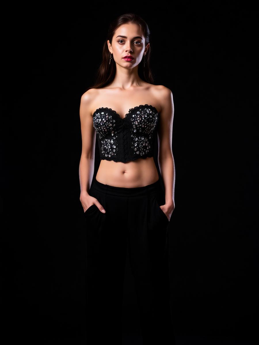 Calça Wide Leg Thais Cravejada