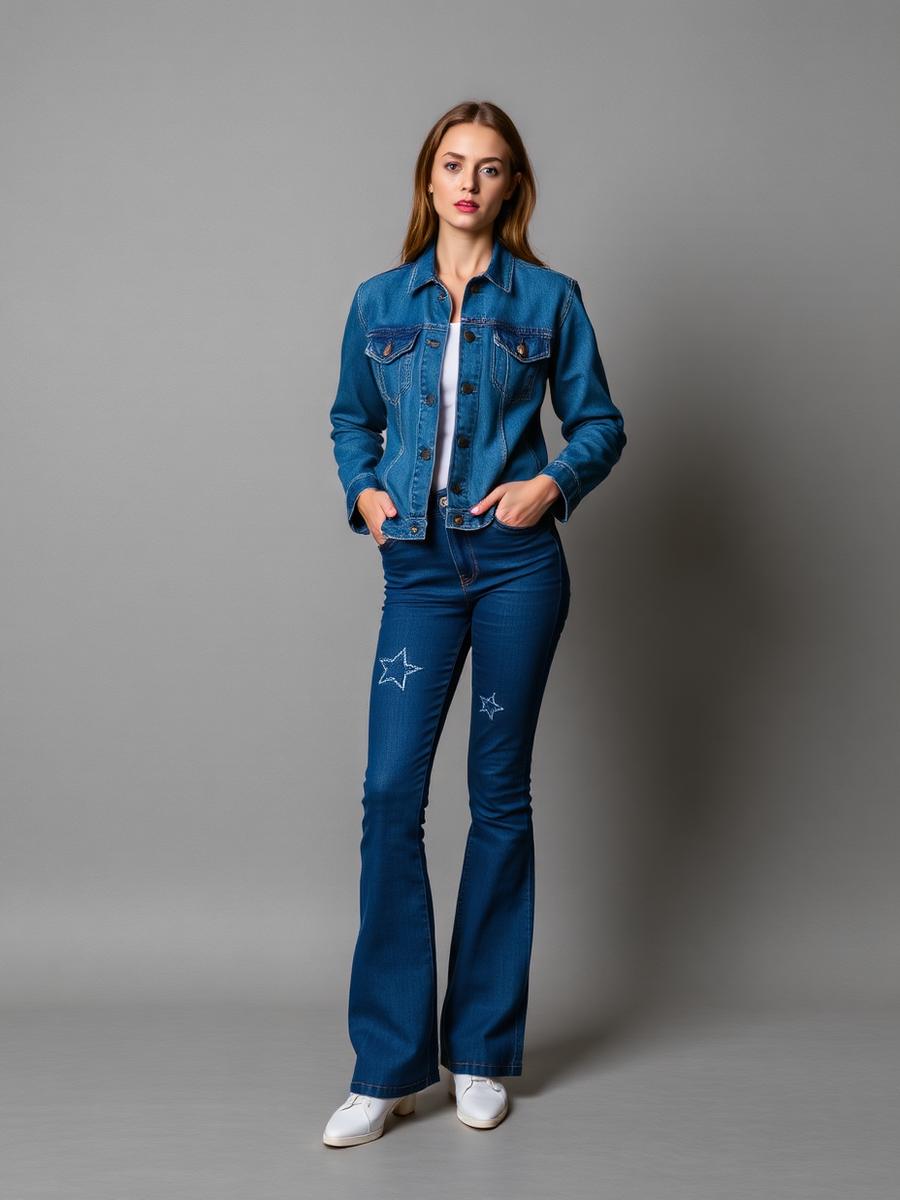 Calça Jeans Mel Bordada à Mão